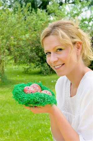 Young woman and easter eggs Stock Photo - Budget Royalty-Free & Subscription, Code: 400-04795732