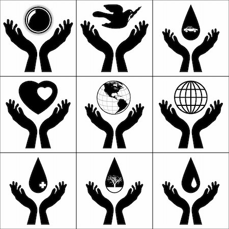 future protections to earth - Open hands held signs. EPS 8 vector file included Stock Photo - Budget Royalty-Free & Subscription, Code: 400-04795855