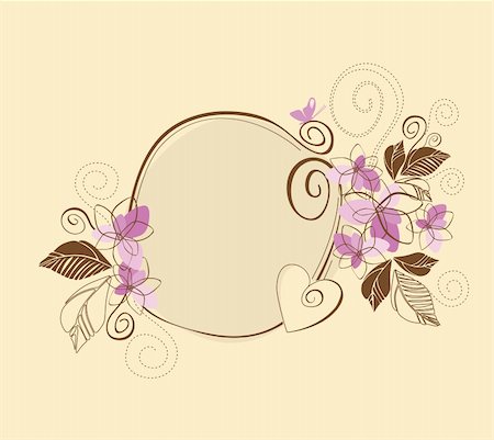 simsearch:400-07427493,k - Cute pink and brown floral frame vector illustration. Please visit my portfolio for similar illustrations. Foto de stock - Royalty-Free Super Valor e Assinatura, Número: 400-04795884