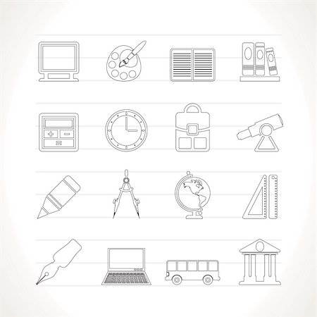 simsearch:400-04407958,k - School and education icons - vector icon set Stock Photo - Budget Royalty-Free & Subscription, Code: 400-04795905