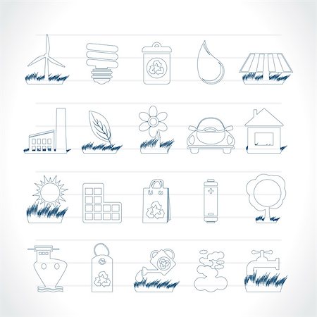 resources of electricity - Ecology and nature icons - vector icon set Stock Photo - Budget Royalty-Free & Subscription, Code: 400-04795901