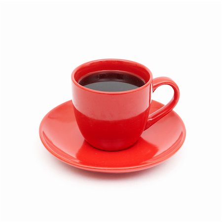 simsearch:400-05117073,k - cup of black coffee white background red mug Foto de stock - Royalty-Free Super Valor e Assinatura, Número: 400-04795998