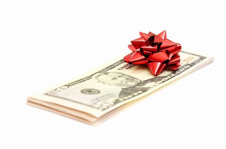 simsearch:400-04717440,k - 50 Dollar with holidays bow isolated on white Stock Photo - Budget Royalty-Free & Subscription, Code: 400-04796002