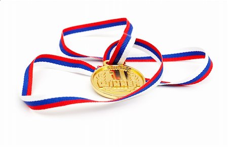 school awards - Golden medal and ribbon isolated on white background Stock Photo - Budget Royalty-Free & Subscription, Code: 400-04796003