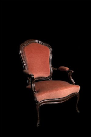 antique red armchair on a black background Stock Photo - Budget Royalty-Free & Subscription, Code: 400-04796026