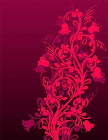 Beautiful red floral ornate background with stylized flowers Stock Photo - Budget Royalty-Free & Subscription, Code: 400-04796065