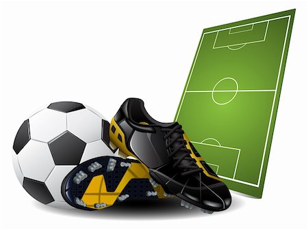 soccer field background - Vector illustration of soccer boots and ball. Football Background Stock Photo - Budget Royalty-Free & Subscription, Code: 400-04796188