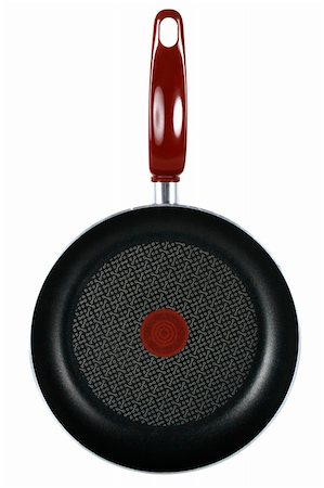 Frying pan with a red pen on a white background with the top Stock Photo - Budget Royalty-Free & Subscription, Code: 400-04796656