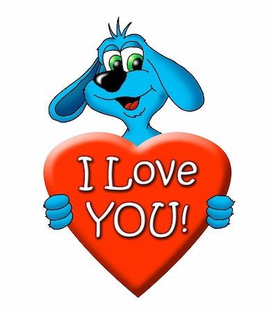 dog ear cartoon - Image of a dog holding a heart saying I Love You. Stock Photo - Budget Royalty-Free & Subscription, Code: 400-04796821