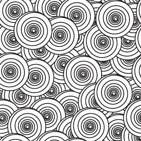 Black-and-white abstract background with spiral circles. Seamless pattern. Vector illustration. Stock Photo - Budget Royalty-Free & Subscription, Code: 400-04797015