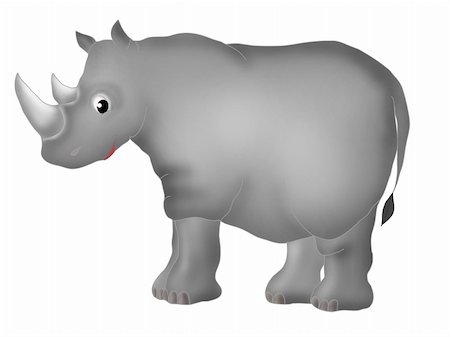 Illustration of cute rhinoceros over white Stock Photo - Budget Royalty-Free & Subscription, Code: 400-04797190