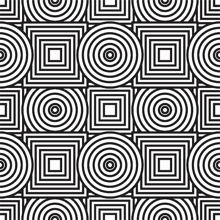 Black-and-white abstract background with circles and squares. Seamless pattern. Vector illustration. Stock Photo - Budget Royalty-Free & Subscription, Code: 400-04797212