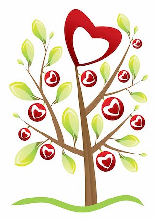 simsearch:400-04684579,k - valentine's day tree with leafs - vector illustration Photographie de stock - Aubaine LD & Abonnement, Code: 400-04797257