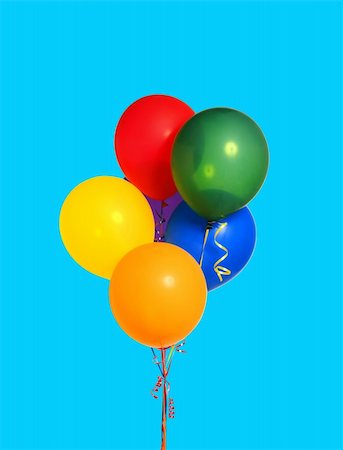 simsearch:400-05174564,k - bunch of happy flying balls over blue background Fotografie stock - Microstock e Abbonamento, Codice: 400-04797427
