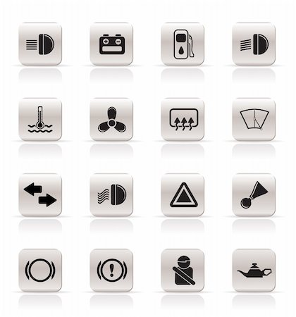 electrical plugs danger - Car Dashboard - simple vector icons set Stock Photo - Budget Royalty-Free & Subscription, Code: 400-04797452