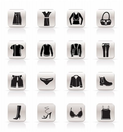 Simple Clothing and Dress Icons - Vector Icon Set Photographie de stock - Aubaine LD & Abonnement, Code: 400-04797477