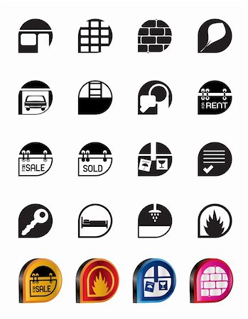 simsearch:400-08967527,k - Simple Real Estate icons - Vector Icon Set Stock Photo - Budget Royalty-Free & Subscription, Code: 400-04797549