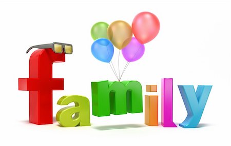 Word family with colourful letters. 3D concept. White background Stock Photo - Budget Royalty-Free & Subscription, Code: 400-04797582