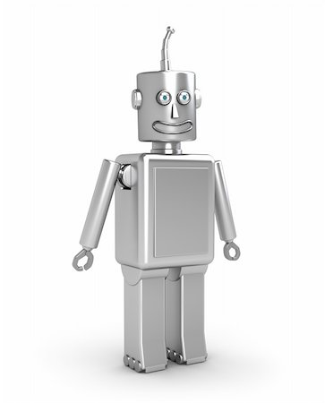 robotic - Funny retro styled robot on white background. My own design. 3D image Stock Photo - Budget Royalty-Free & Subscription, Code: 400-04797741