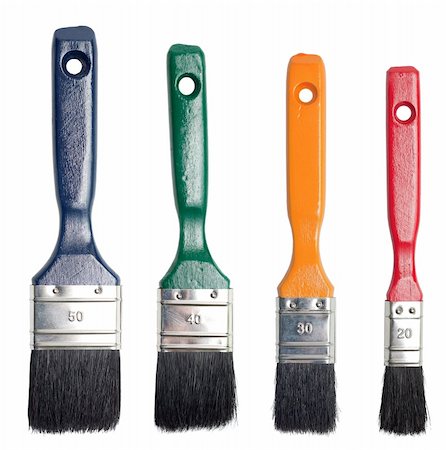 New blue, green, yellow and red paint brush set Fotografie stock - Microstock e Abbonamento, Codice: 400-04797823