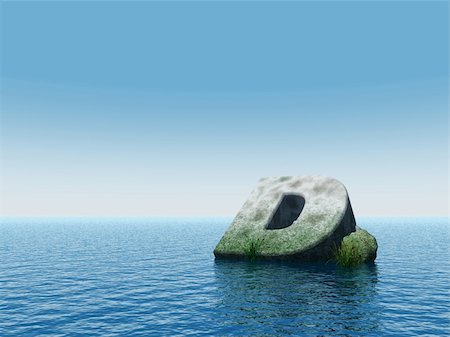 fallen letter d monument at water - 3d illustration Stock Photo - Budget Royalty-Free & Subscription, Code: 400-04797856