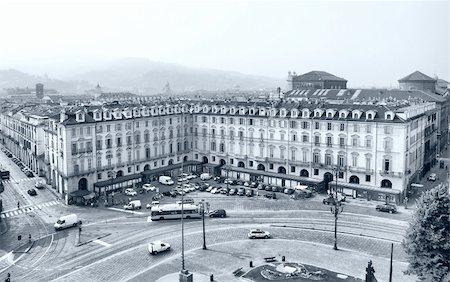 Piazza Castello, central baroque square in Turin, Italy - high dynamic range HDR - black and white Stock Photo - Budget Royalty-Free & Subscription, Code: 400-04797889