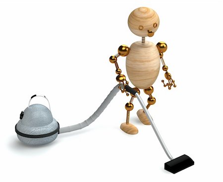 pictures of house maid uniform - wood man with a vacuum cleaner 3d rendered Foto de stock - Super Valor sin royalties y Suscripción, Código: 400-04798543