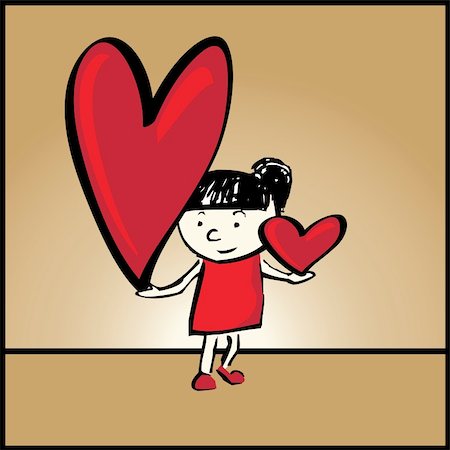 simsearch:400-04294764,k - Vector illustration of girl with hearts Foto de stock - Royalty-Free Super Valor e Assinatura, Número: 400-04798659