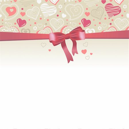 simsearch:400-05703046,k - White greeting card with red bow and stylized hearts Stockbilder - Microstock & Abonnement, Bildnummer: 400-04798840