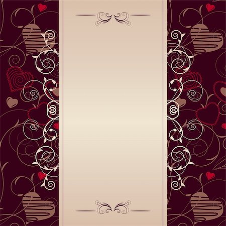 simsearch:400-04798856,k - Stylized hearts on romantic dark ornate frame Fotografie stock - Microstock e Abbonamento, Codice: 400-04798843