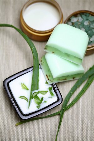 Aloe vera leaves, handmade soap spa composition Stock Photo - Budget Royalty-Free & Subscription, Code: 400-04798989