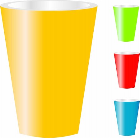 three cups of various color isolated on white Stock Photo - Budget Royalty-Free & Subscription, Code: 400-04799006
