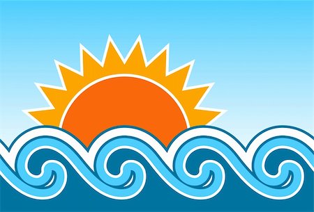 vector background with sun and waves, Adobe Illustrator 8 format Stock Photo - Budget Royalty-Free & Subscription, Code: 400-04799064