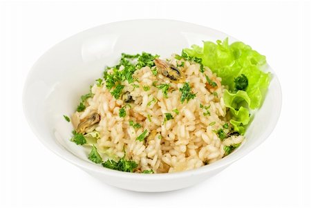 simsearch:400-07293364,k - risotto with seafood isolated on a white Fotografie stock - Microstock e Abbonamento, Codice: 400-04799179