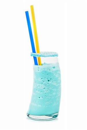 red pipes - blue cocktail with ice-cream, coconut syrup,cream, orange and cherry juice Stock Photo - Budget Royalty-Free & Subscription, Code: 400-04799223