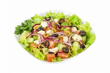 simsearch:400-04304448,k - greece salad at plate isolated on a white background Photographie de stock - Aubaine LD & Abonnement, Code: 400-04799268
