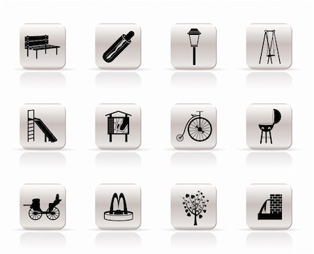 Park objects and signs icon - vector icon set Stock Photo - Budget Royalty-Free & Subscription, Code: 400-04799407