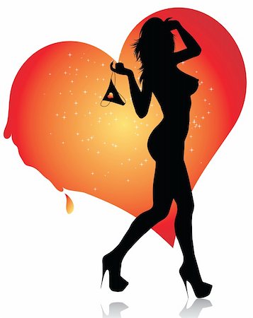 Sexy female silhouette with her lingerie and melting heart Stock Photo - Budget Royalty-Free & Subscription, Code: 400-04799430