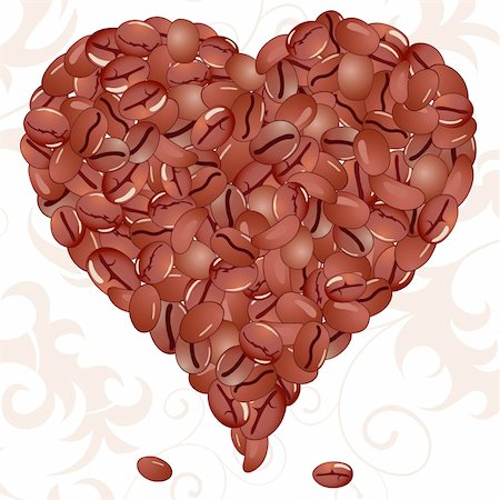 simsearch:400-04391001,k - Valentines Day Background with hearts from grains coffee and florals, element for design, vector illustration Foto de stock - Royalty-Free Super Valor e Assinatura, Número: 400-04799456