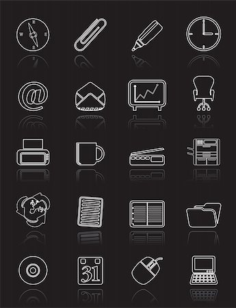 Simple Office tools icons - vector icon set 2 Stock Photo - Budget Royalty-Free & Subscription, Code: 400-04799507