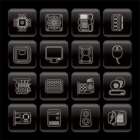 simsearch:400-05918066,k - Line Computer  Performance and Equipment Icons - Vector Icon Set Stock Photo - Budget Royalty-Free & Subscription, Code: 400-04799530