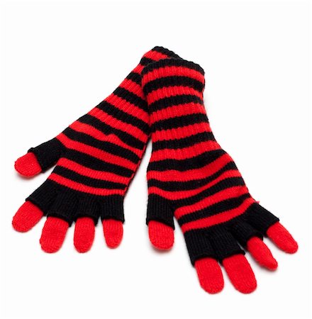 simsearch:400-06462603,k - Striped red pair of the gloves on white background Stock Photo - Budget Royalty-Free & Subscription, Code: 400-04799634