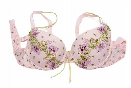 Rose bra with green embroidery on white background Stock Photo - Budget Royalty-Free & Subscription, Code: 400-04799650