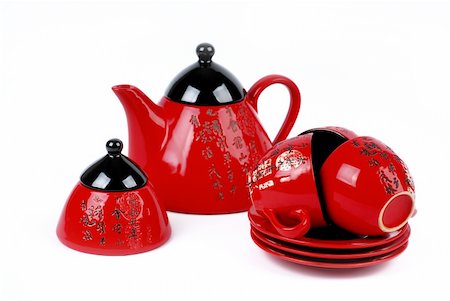 simsearch:400-05153477,k - China red tea pot and tea cups . isolated on white background Photographie de stock - Aubaine LD & Abonnement, Code: 400-04799818