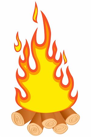 Logs burning. Bonfire on white background. Vector illustration. Stock Photo - Budget Royalty-Free & Subscription, Code: 400-04799930