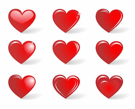 simsearch:400-08963655,k - The collection of red hearts isolated on white background Photographie de stock - Aubaine LD & Abonnement, Code: 400-04790082