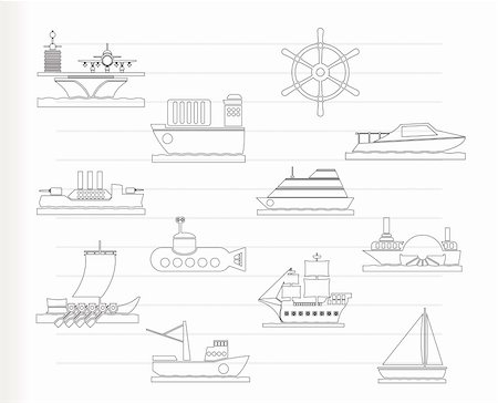 simsearch:400-04368522,k - different types of boat and ship icons - Vector icon set Foto de stock - Royalty-Free Super Valor e Assinatura, Número: 400-04790348