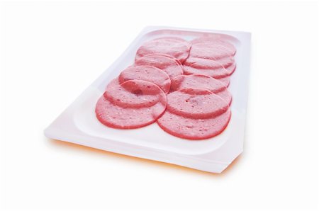 simsearch:400-05326789,k - Arranged cuts of beef sausage Fotografie stock - Microstock e Abbonamento, Codice: 400-04790433