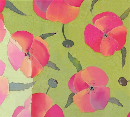 artwork with a red poppies on green background Stock Photo - Budget Royalty-Free & Subscription, Code: 400-04790705