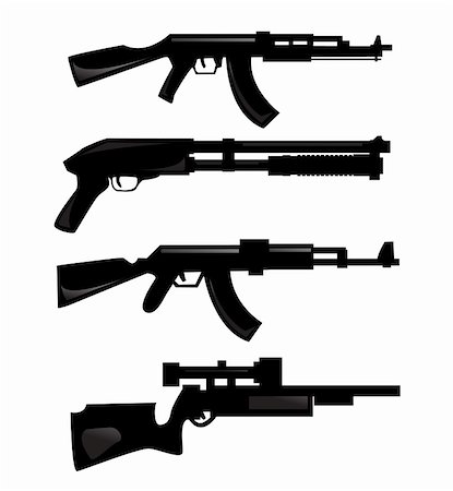 simsearch:400-06332385,k - vector collection of weapon silhouettes Fotografie stock - Microstock e Abbonamento, Codice: 400-04790860
